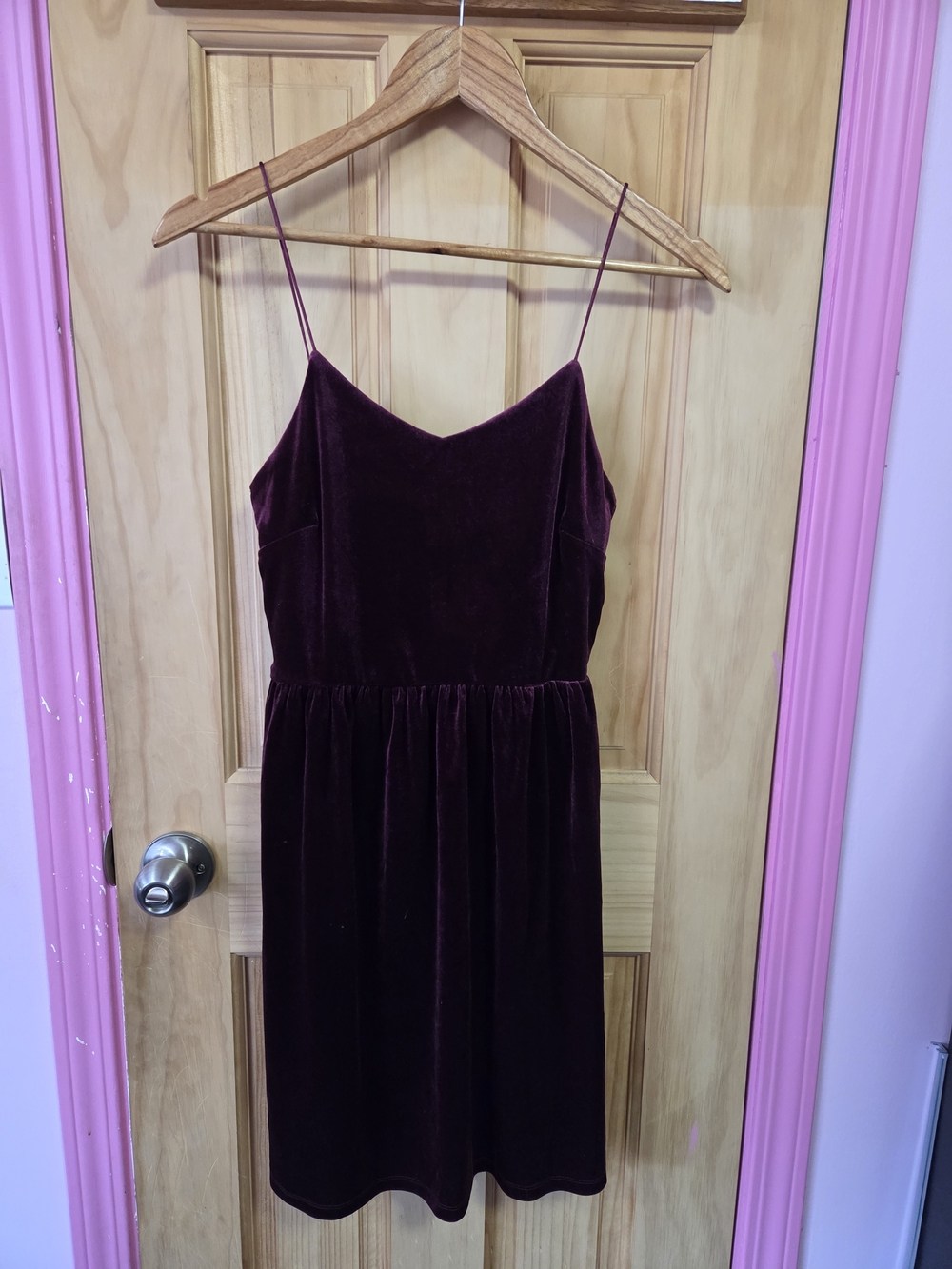 Ardene Burgundy Velvet Spaghetti Strap Dress